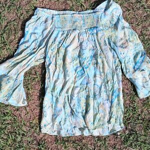 Cocomo Light Blue Paisley Off-Shoulder Blouse